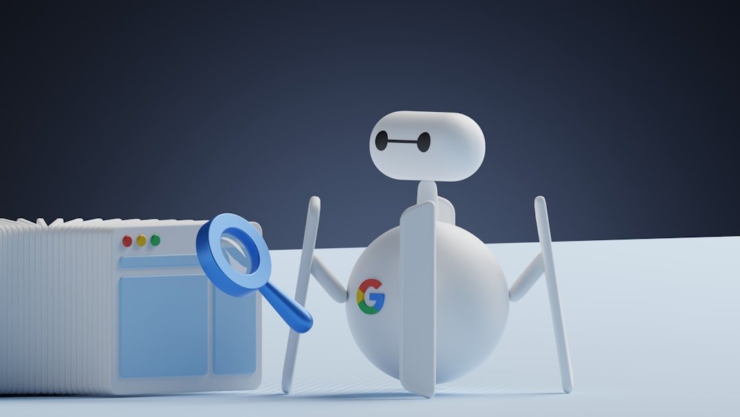 AI robot using a magnifying glass to represent Google AI search optimization